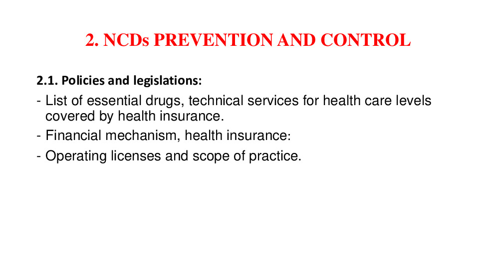 2. NCDs PREVENTION AND CONTROL